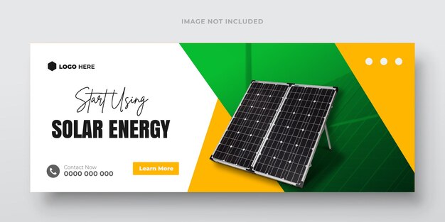 Vetor painel solar de energia elétrica e postagem em mídias sociais ou modelo de design de capa do facebook