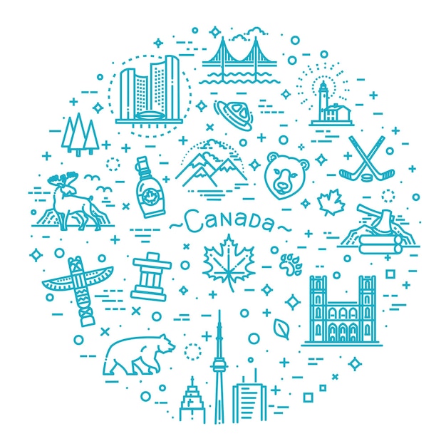 Vetor país canadá viagem guia de férias de local de mercadorias e característica