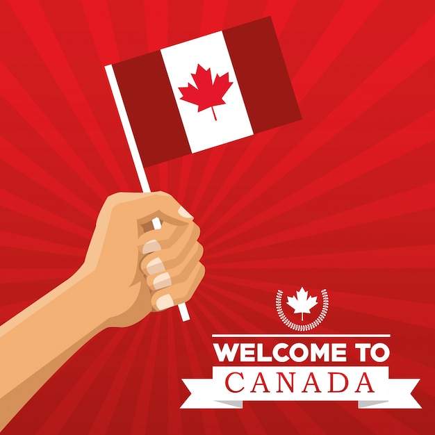 País de Canadas representado por sua bandeira de folha de bordo