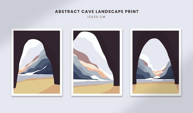 Paisagem abstrata pôsteres arte mão desenhada formas capas com perspectiva de caverna