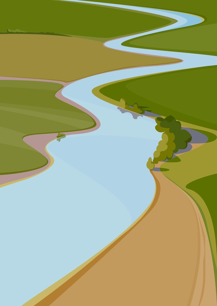 Vetor paisagem com rio largo
