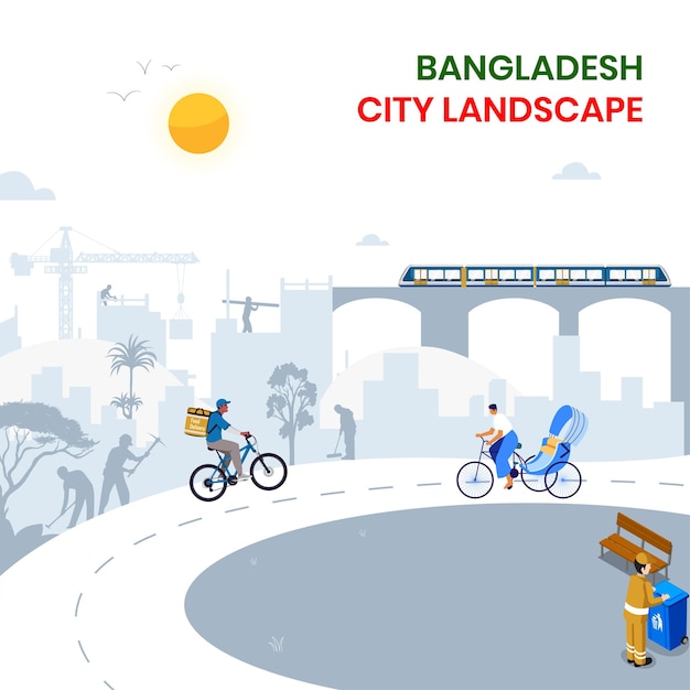 Vetor paisagem da cidade de bangladesh