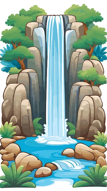 Vetor paisagem de cachoeira natureza desenho de desenho animado obra de arte vetor
