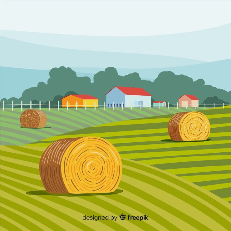 Vetor paisagem de fazenda plana