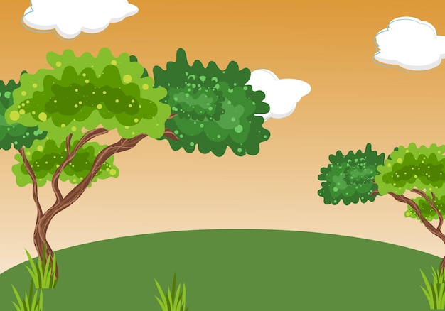 Paisagem de floresta encantada verde crianças desenho animado natureza