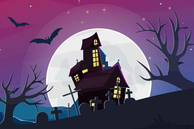 Paisagem de Halloween Vectores Ilustrações