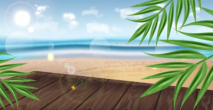 Vetor paisagem de ilustração de trópico à beira-mar