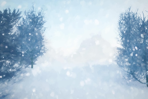 Paisagem de inverno de aquarela