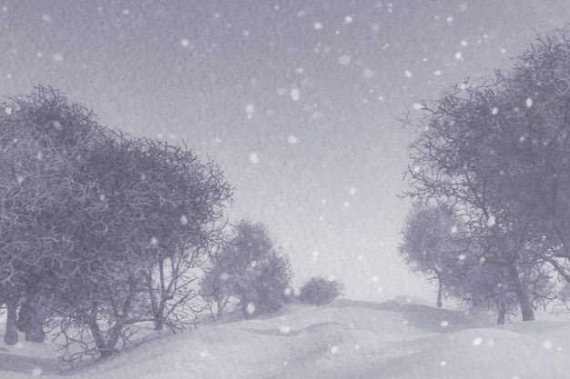 Paisagem de inverno de aquarela