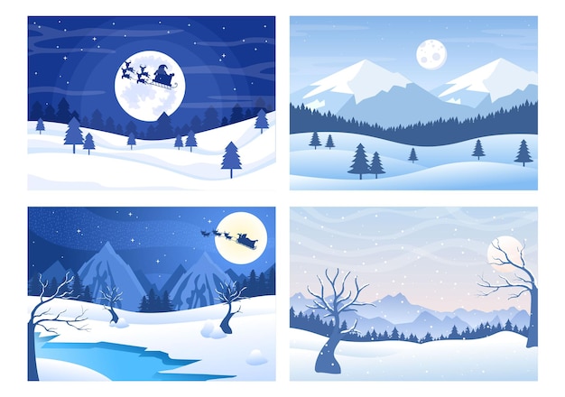 Paisagem de inverno de natal e ilustração vetorial de fundo de ano novo