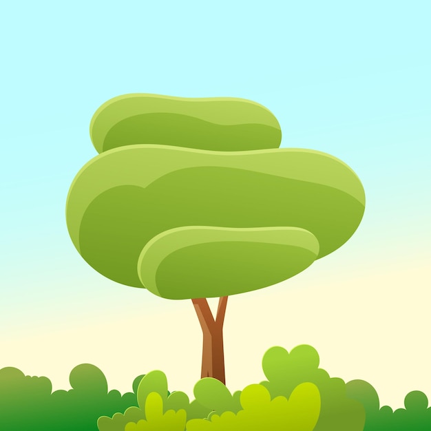 Paisagem de parque vetorial com cenário de árvore no fundo
