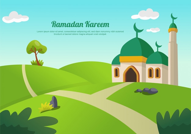 Vetor paisagem de ramadan kareem