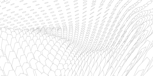 Paisagem de wireframe em fundo branco Fundo de tecnologia de vetor geométrico abstrato 3d fundo digital de vetor