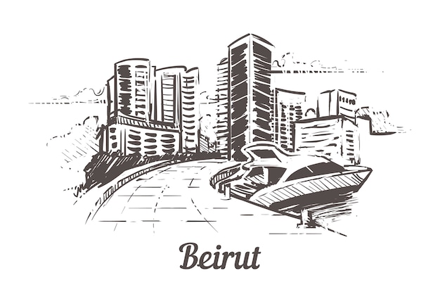 Paisagem desenhada à mão de beirute