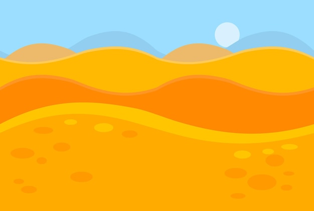 Paisagem dos desenhos animados de dunas amarelas do deserto para jogo, ilustração vetorial