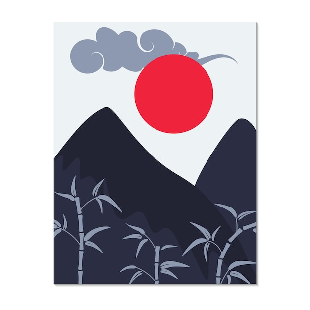 Vetor paisagem minimalista oriental