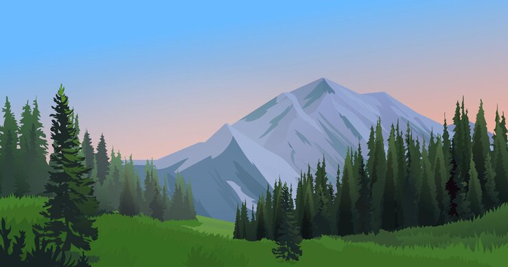 Paisagem montanhosa com floresta