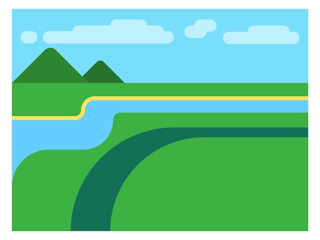 Vetor paisagem plana ícone da natureza ambiente de verão verde ilustração vetorial