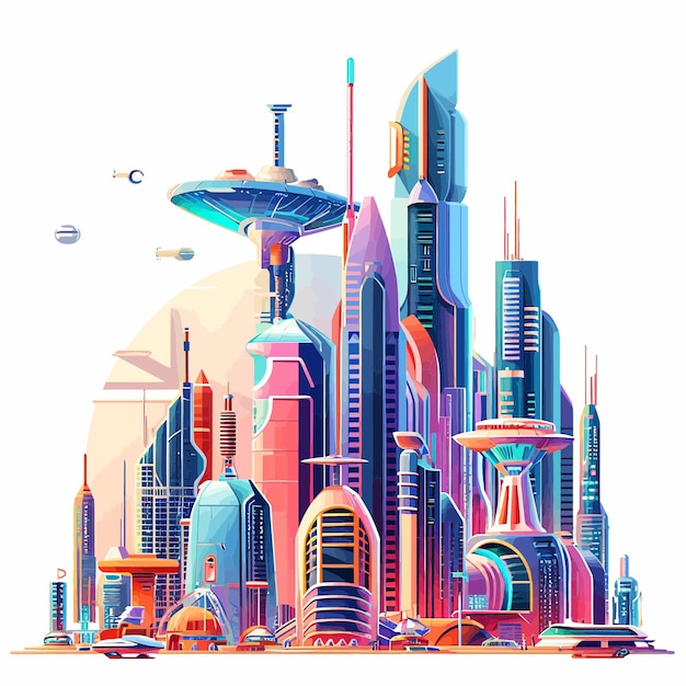 Vetor paisagem urbana futurista 1