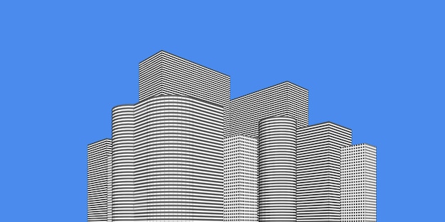 Paisagem urbana, perspectiva do edifício, edifício moderno no horizonte da cidade