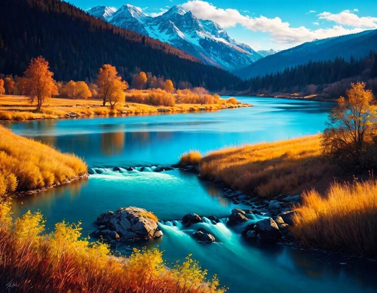 Vetor paisagens fluviais