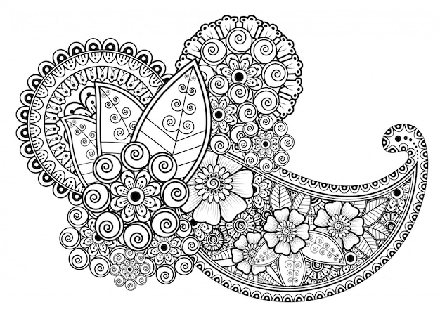 Paisley floral étnica - lótus. estilo mehndi.