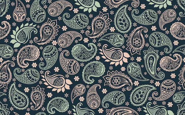 Paisley padrão sem costura colorido floral estilo vintage retro criativo textura de moda decorativa