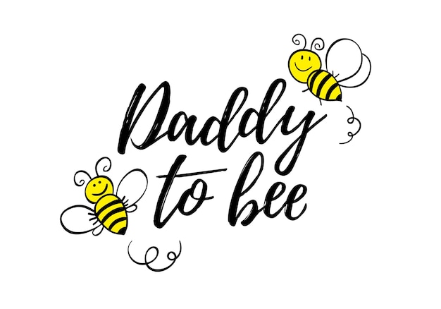 Vetor paizinho para a frase de abelha com doodle abelhas em fundo branco.