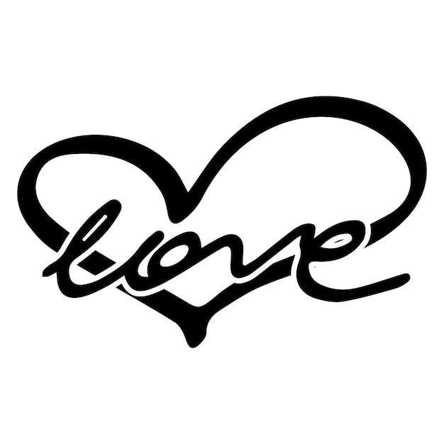 Palavra de amor desenhada à mão letras com coração Desenho para impressão em camisa cartaz adesivo de bandeira