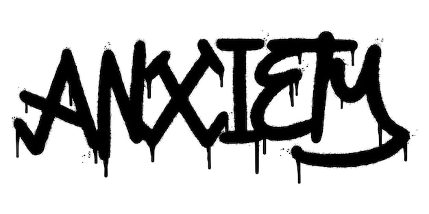 Palavra de ansiedade de graffiti pulverizada isolada no fundo branco ilustração vetorial de graffiti de fonte de ansiedade pulverizada