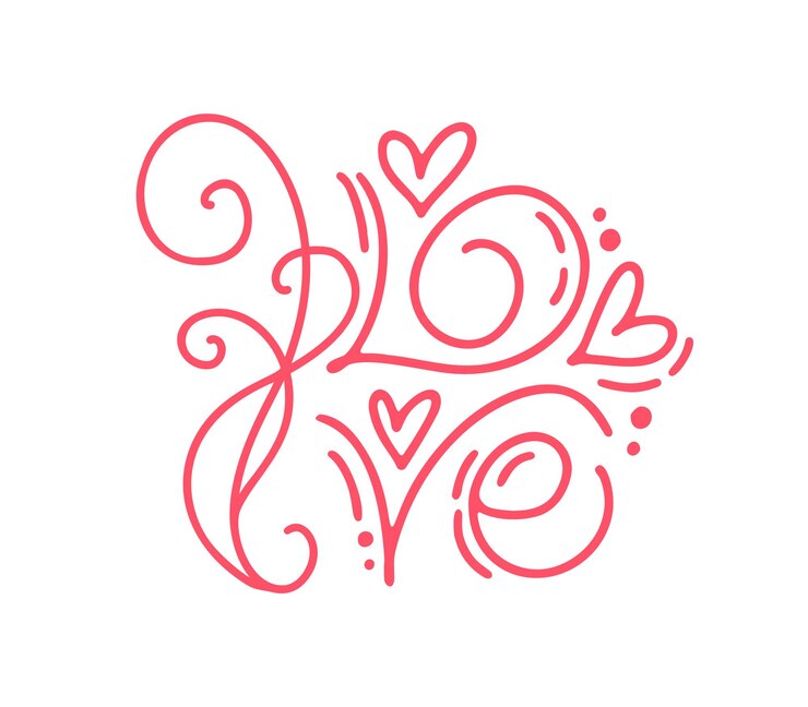 Vetor palavra de caligrafia monoline vetorial amor dia dos namorados letras desenhadas à mão design de doodle de esboço de férias