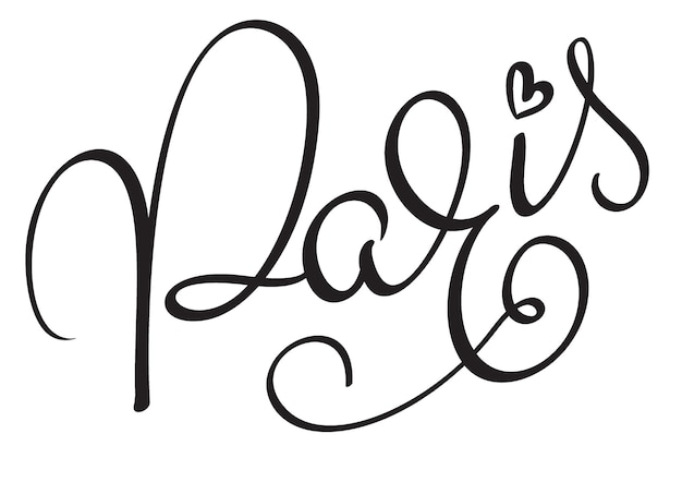 Vetor palavra de letras de caligrafia de paris em fundo branco ilustração vetorial desenhada à mão eps10