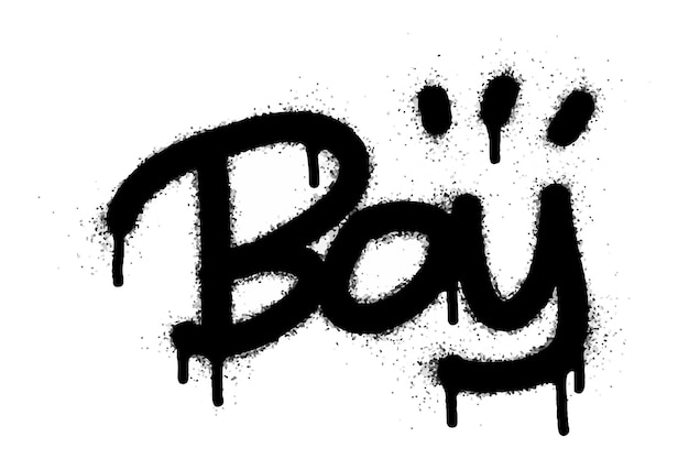 Palavra e símbolo do graffiti boy pulverizados em preto