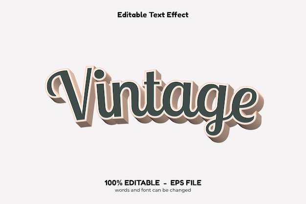 palavras e fonte vintage de efeito de texto editável podem ser alteradas