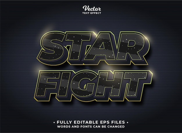 Palavras e fontes editáveis com efeito de texto star fight em eps cc podem ser alteradas