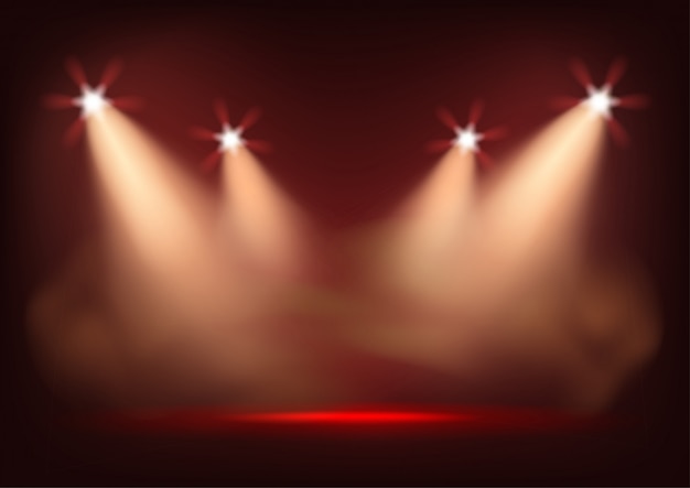 Palco iluminado com luzes brilhantes modelo para apresentação