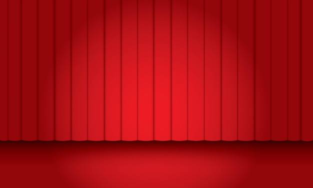 Vetor palco vermelho e cortina com fundo de destaque cinema ou teatro