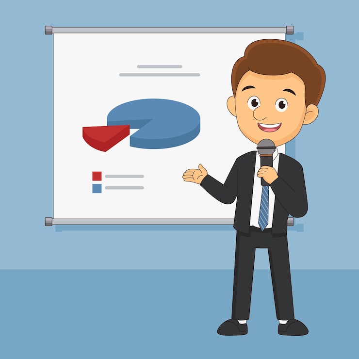 Vetor palestrante man talk audiência seminário de negócios da conferência