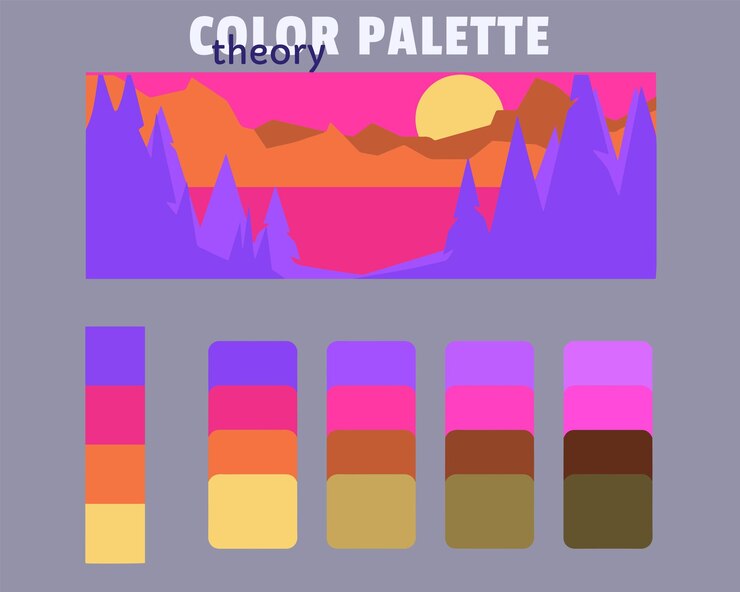 Vetor paleta de cores amarelo-amarelo-vermelho teoria das cores paleta de cor rgb harmoniosa
