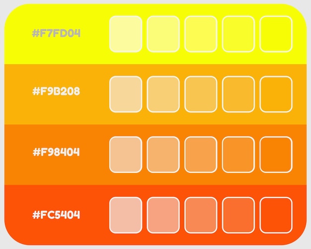 Paleta de cores amarelo laranja vetor catálogo de cores neon rgb pantone cores correspondência de cores