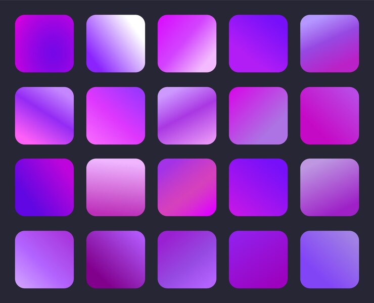 Vetor paleta de cores com gradiente roxo