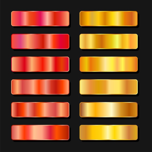 Paleta de cores de metal dourado vibrante. Textura de aço platina