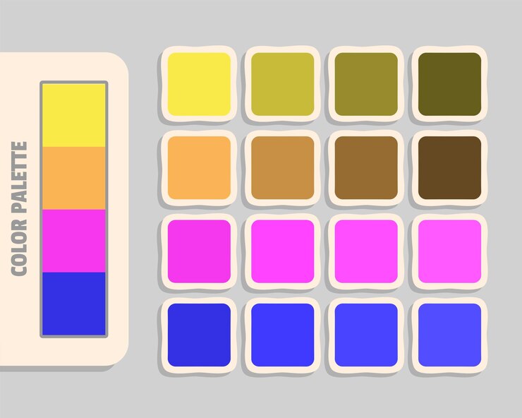 Vetor paleta de cores khaki sandybrown magenta royalblue cores rgb combinando cores harmoniosas