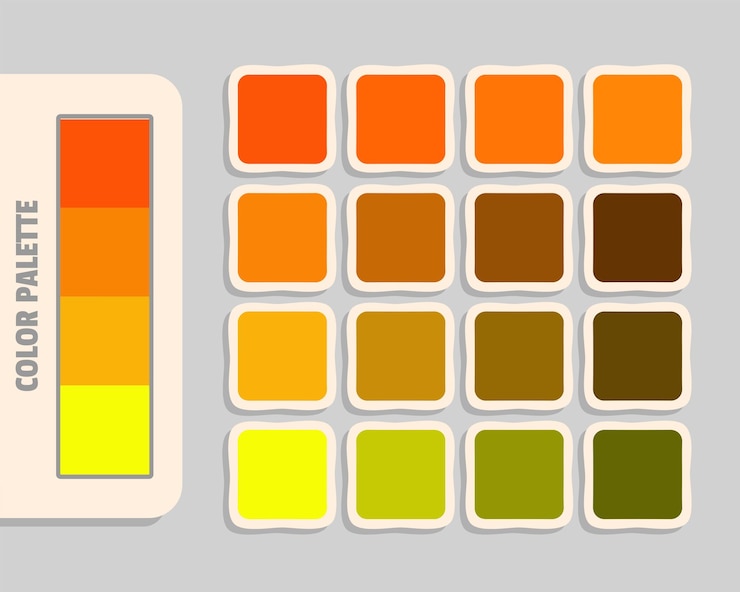 Vetor paleta de cores laranja escura laranja amarela cores rgb cores que combinam cores harmoniosas