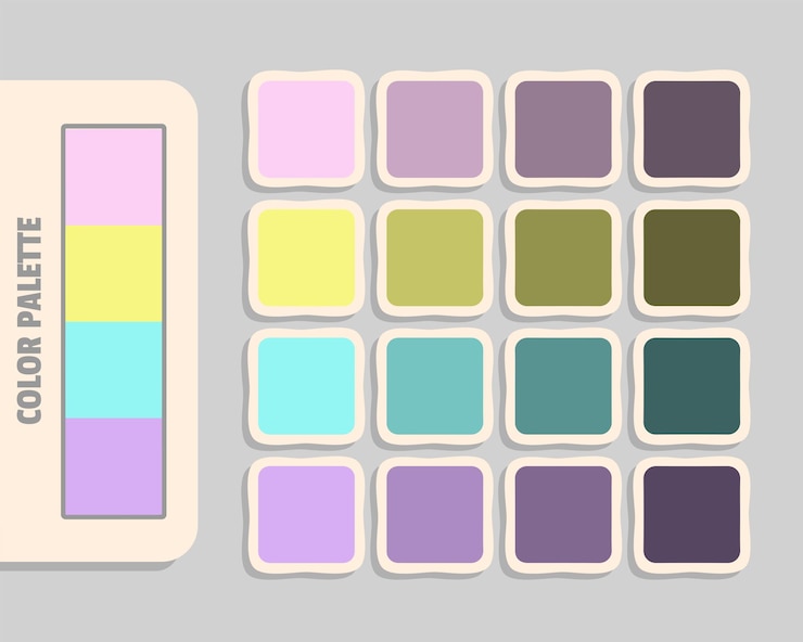 Vetor paleta de cores mistyrose khaki paleturquoise ameixa palete de cores rgb cores que combinam cores harmoniosas
