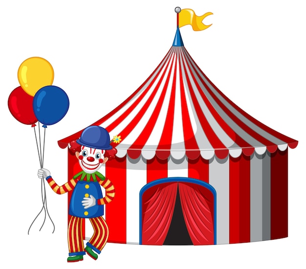 Palhaço na frente da tenda de circo