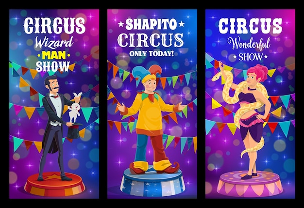 Palhaços de show de carnaval de feira de diversões de circo de tenda grande