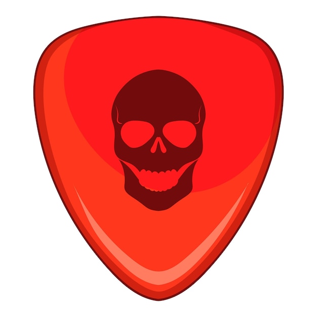 Vetor palheta de guitarra vermelha com um ícone de crânio ilustração de desenho animado de palheta de guitarra vermelha com um ícone vetorial de crânio para web