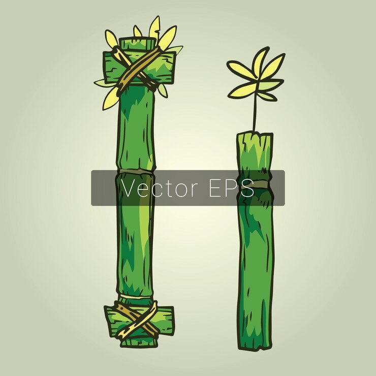 Vetor palito de bambu letra i do alfabeto