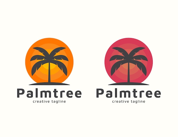 Vetor palm com design de logotipo de sol